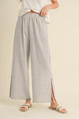 Blue + White Striped Linen Pants