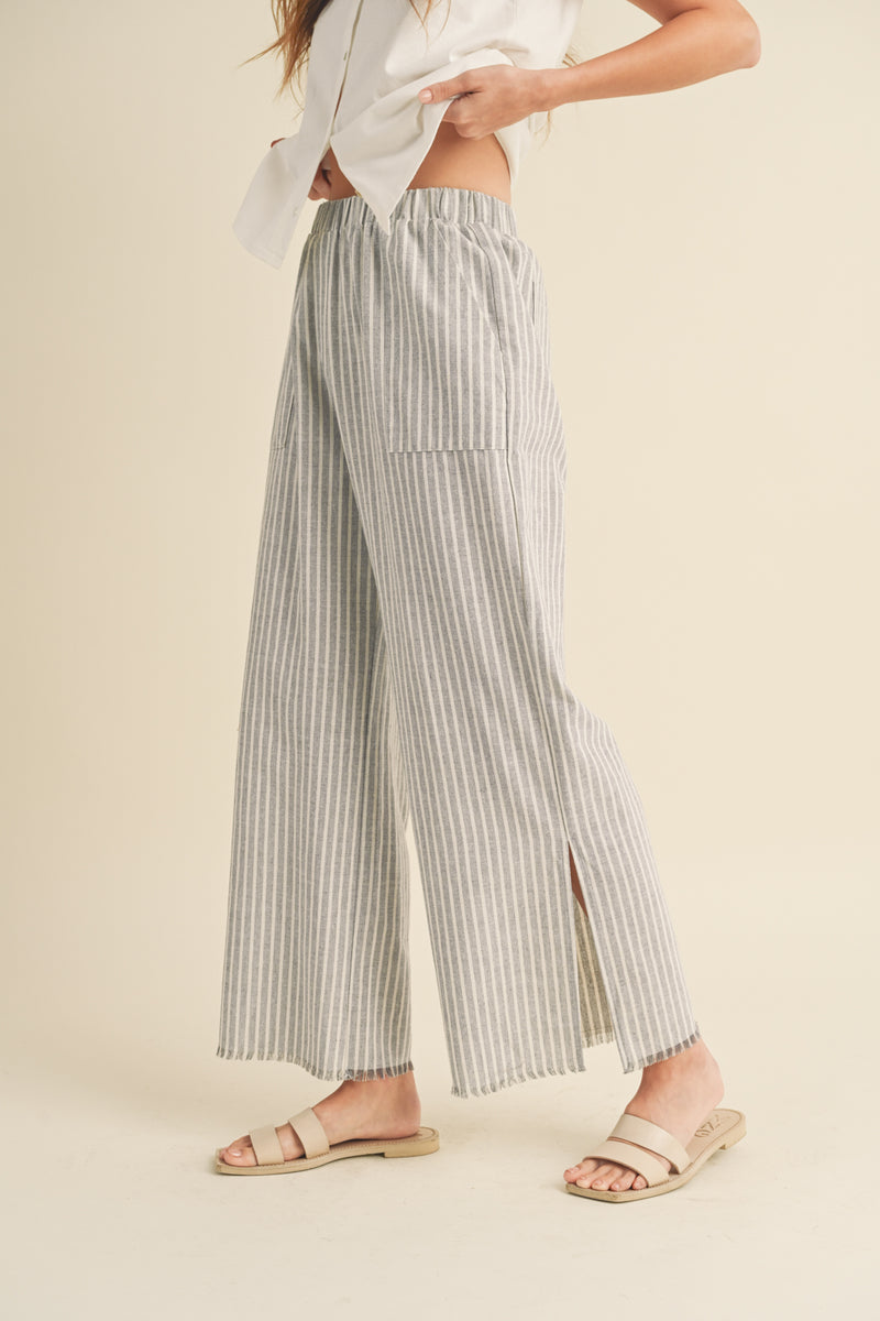 Blue + White Striped Linen Pants