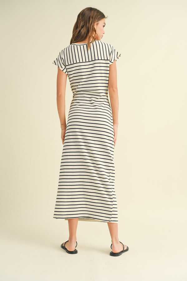 Lexi Stripe Pattern Knot Midi Dress