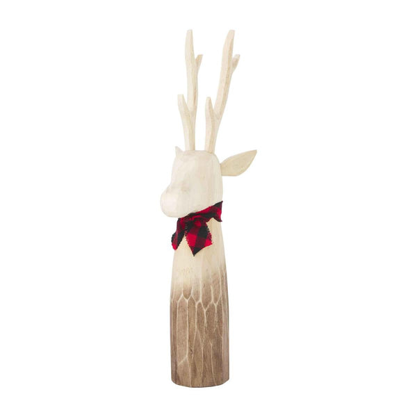 Wood Carved Deer Sitter