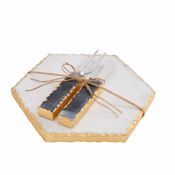 Marble + Gold Cheese Board Set