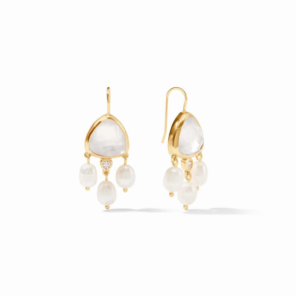 Aquitaine Chandelier Gold Earrings - Iridescent Clear Crystal