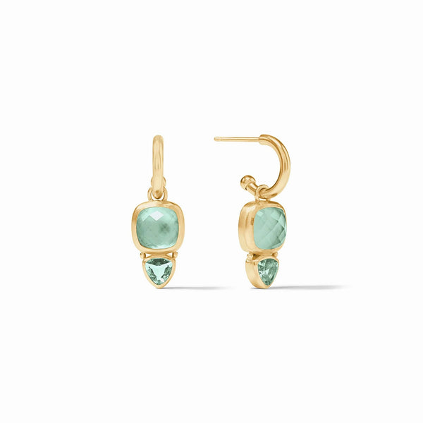 Aquitaine Duo Hoop + Charm Earrings - Iridescent Aquamarine