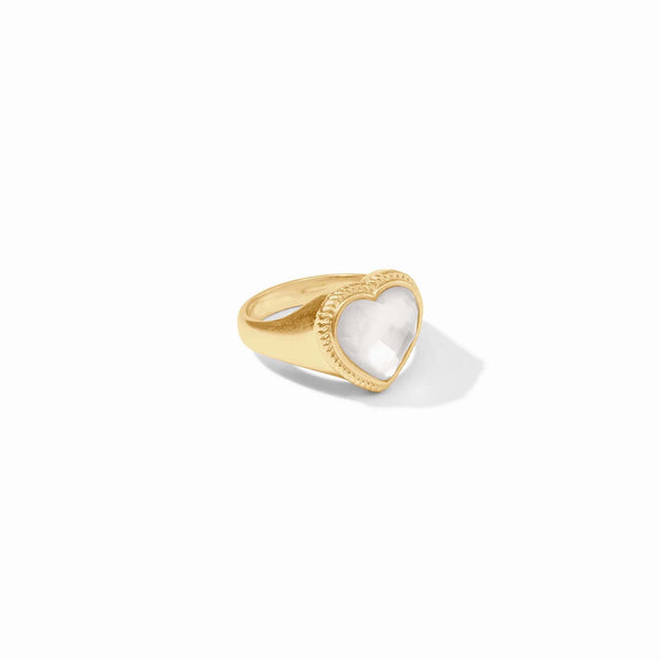 Heart Signet Ring - Clear Crystal