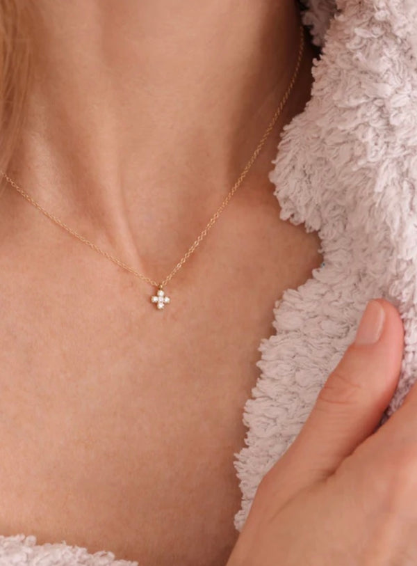 14K Gold + Diamond Signature Cross Necklace