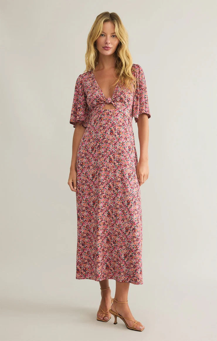Z Supply Women's Mavis Dulce Floral Midi Dress, Rose Mauve, Large