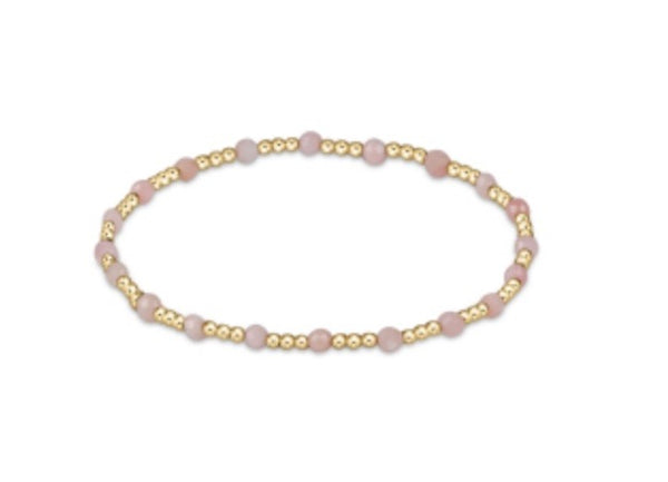Gemstone Gold Sincerity Pattern 3mm Bracelet - Pink Opal