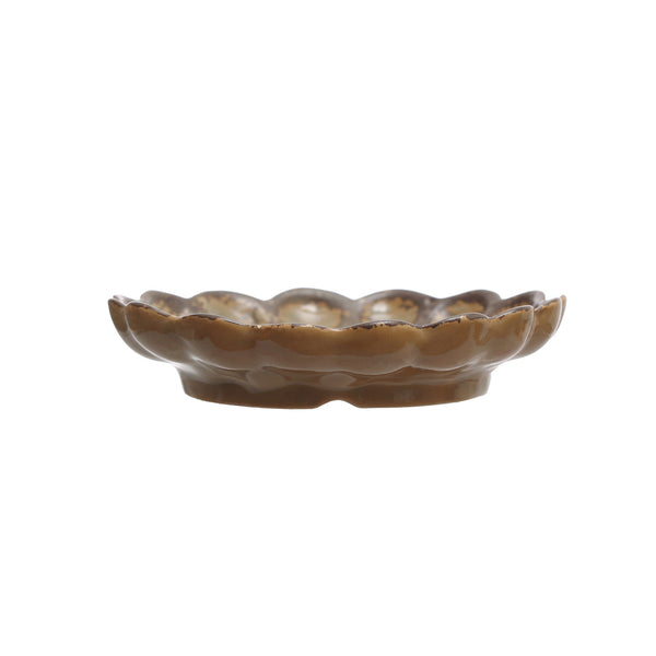 Stoneware Dish with Scalloped Side