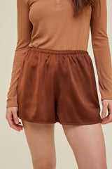 Felicia Satin Shorts - Camel