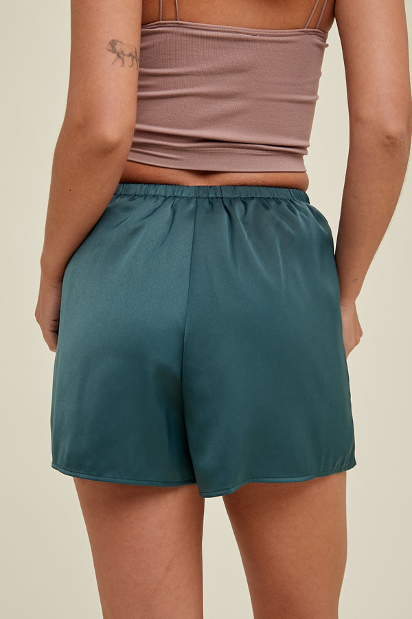 Felicia Satin Shorts - Emerald Green