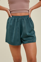Felicia Satin Shorts - Emerald Green