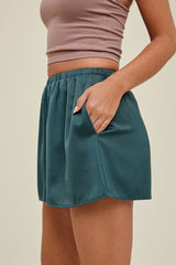 Felicia Satin Shorts - Emerald Green