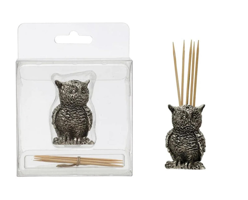 Pewter Owl Toothpick Holder