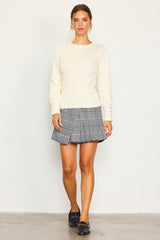 Holly Pleated Mini Skirt in Cream-Black