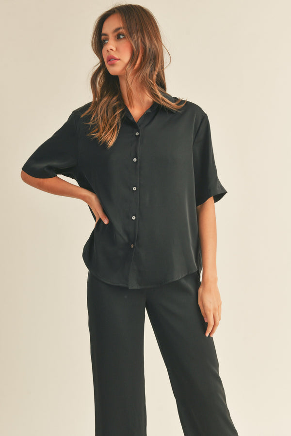 Maddi Satin Button Down Blouse