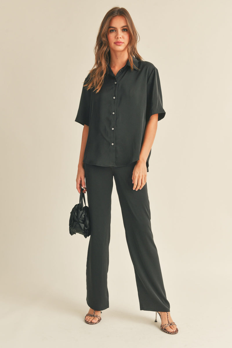 Maddi Satin Button Down Blouse