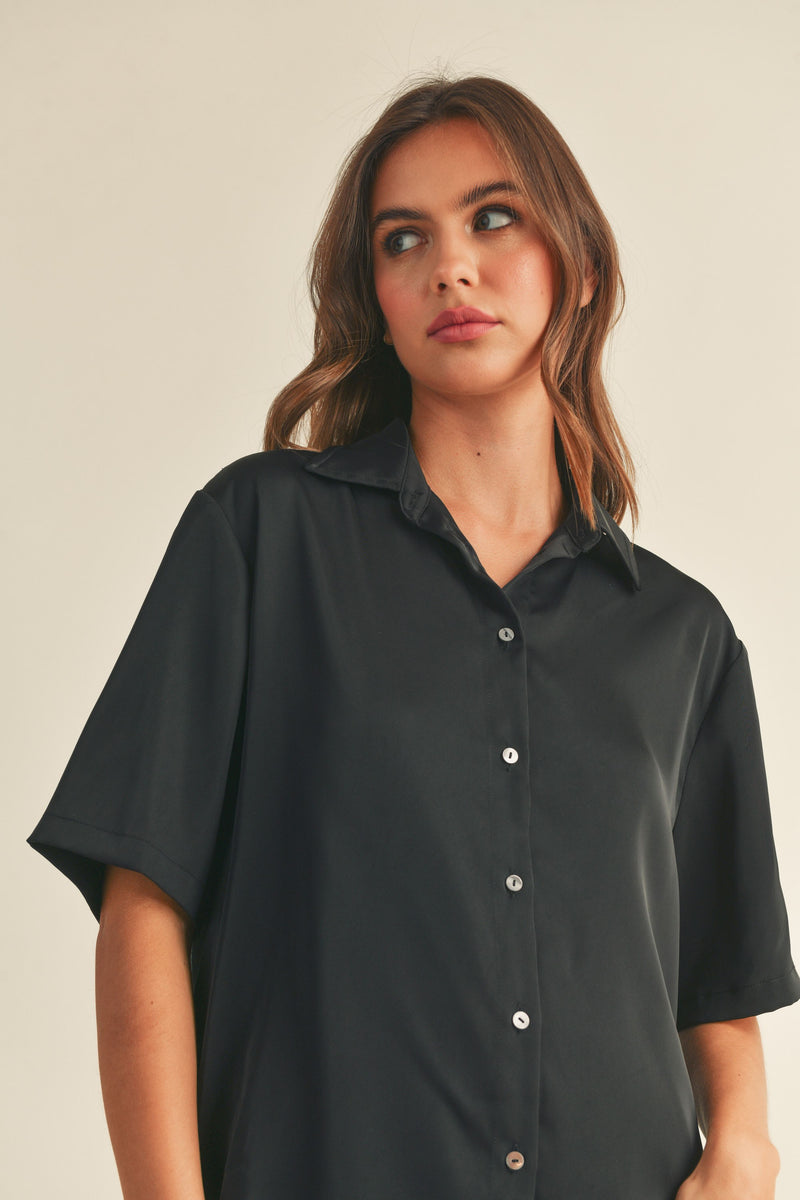 Maddi Satin Button Down Blouse