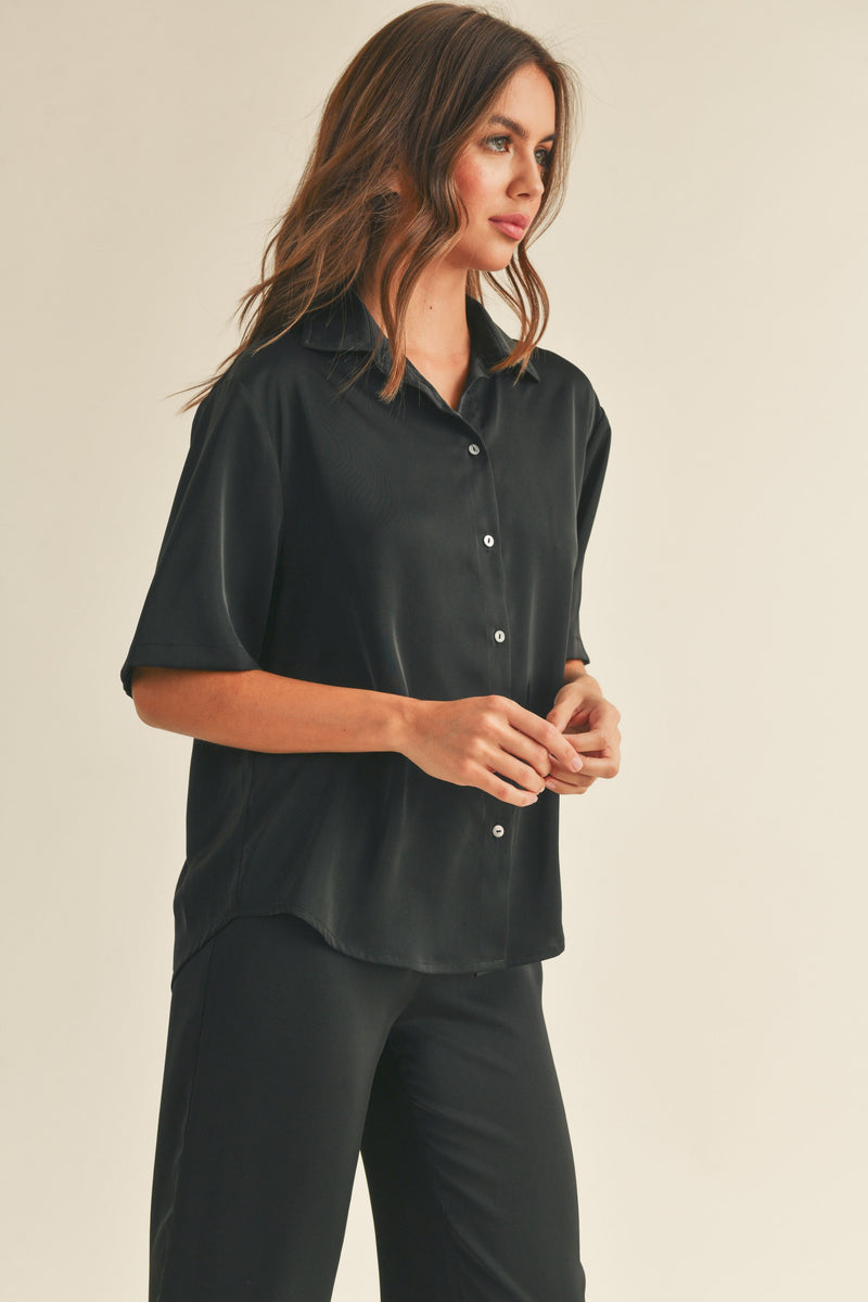 Maddi Satin Button Down Blouse