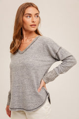 Sophia Knit Top in Heather Grey