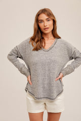 Sophia Knit Top in Heather Grey