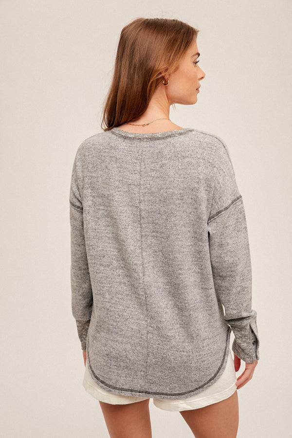 Sophia Knit Top in Heather Grey
