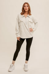 Amelia Half Zip Pullover in Light Heather Grey