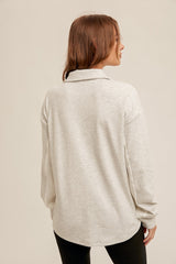 Amelia Half Zip Pullover in Light Heather Grey