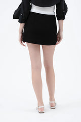 Black + White Faux Wrap Skirt