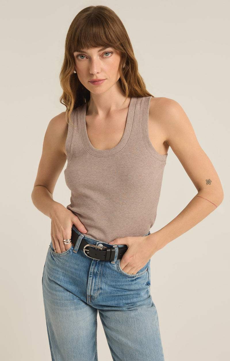 Sirena Rib Tank - Heather Taupe