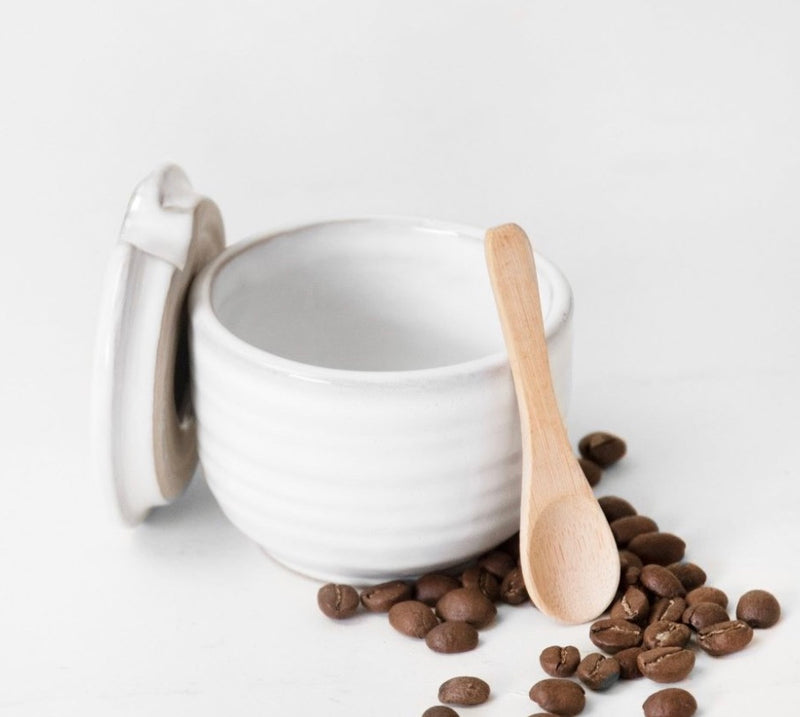 Ceramic Jar + Wood Spoon