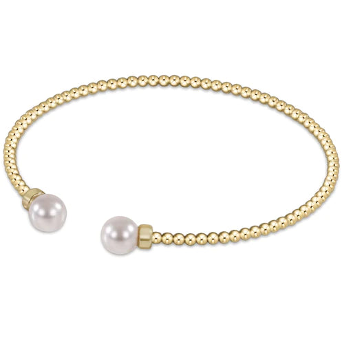 Classic Gold Bead Cuff - 2mm Pearl