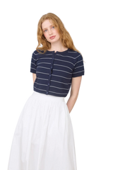 Navy + White Striped Sweater Top