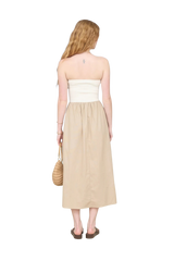 Bardot Strapless Midi Dress - Ivory + Taupe