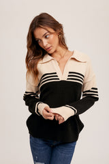 Sara Striped Collared Sweater