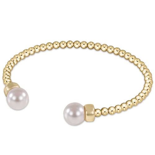 Classic Gold Bead Cuff - 3mm Pearl