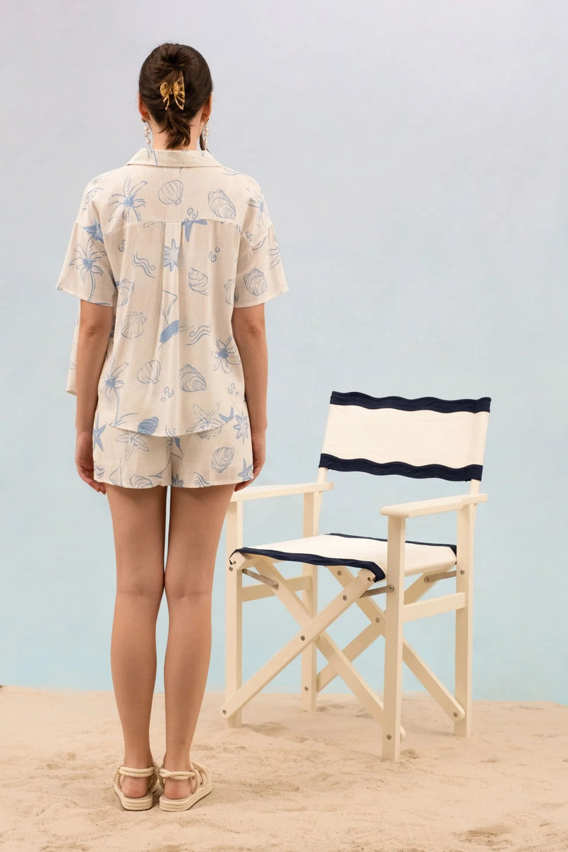 Siesta Key Print Button Down Top
