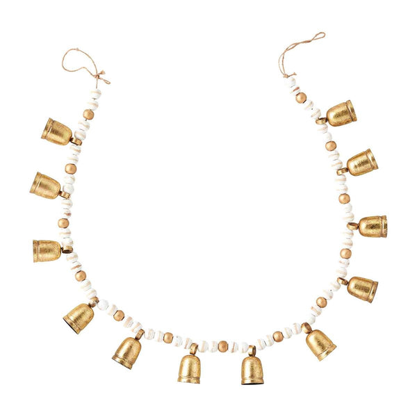 Gold Bell + Wood Bead Garland