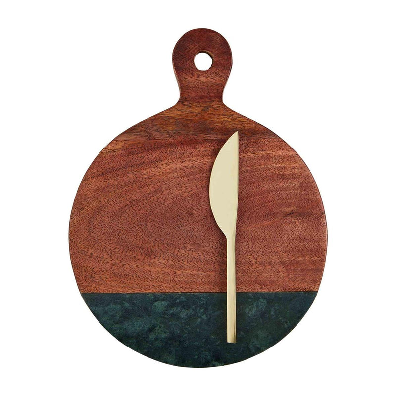 Marble + Wood with Knife Charcuterie Set