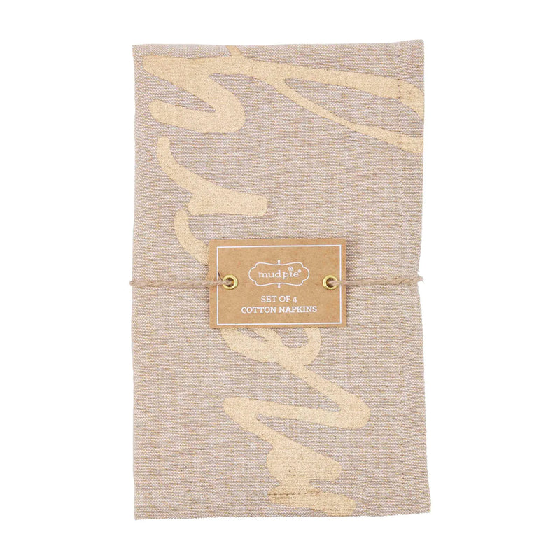 "Merry" Gold Cloth Napkins