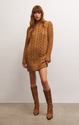 Sage Cable Sweater Dress in Camel