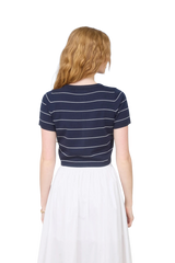Navy + White Striped Sweater Top