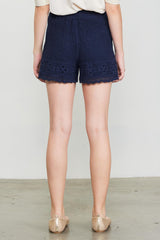 Navy Crochet Shorts