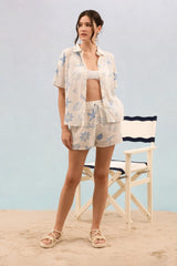 Siesta Key Print Button Down Top