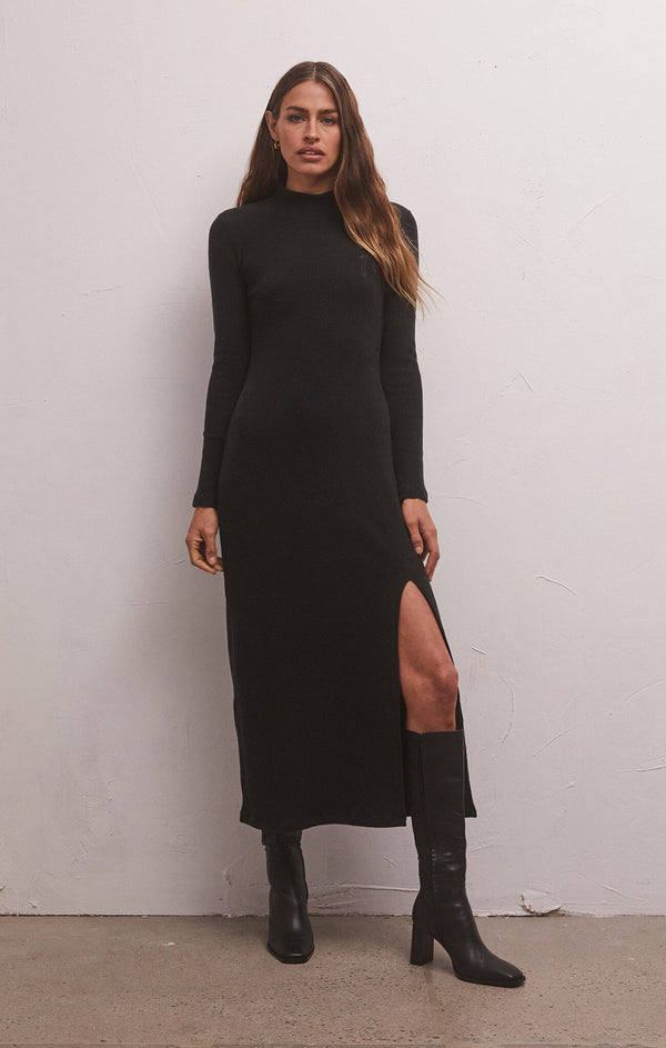 Ophelia Mock Neck Dress in Black