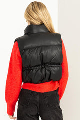 Grayson Cropped Puffer Vest in Black