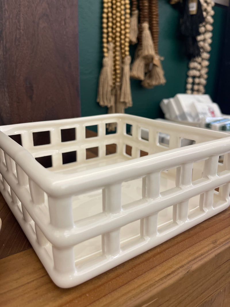 White Ceramic Napkin Holder