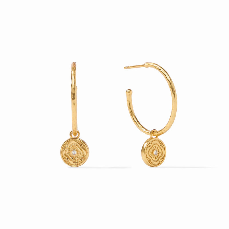 Astor Hoop + Charm Gold Earrings
