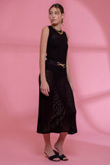 Margot Sheer Knit Midi Dress - Black