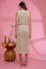 Margot Sheer Knit Midi Dress - Natural