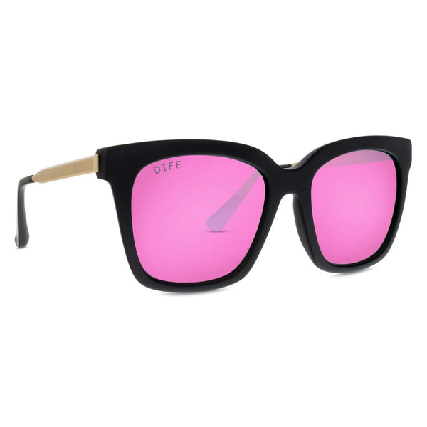 Bella Matte Black + Pink Mirror Polarized Sunglasses